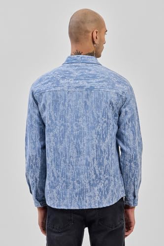 Image of SNITCH Men Casual Shirt | Slim Fit Full Sleeve Mandarin Collar Stripes Design | Premium Viscose Blend & Breathable Fabric for Everyday & Semi-Formal Wear