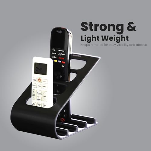 Image of SleekDock - Remote Holder Stand | Holds up to 4 Remotes | Ergonomic Slant Design | Desk & Living Room Organizer (Black)