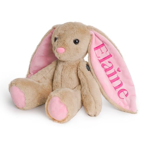 Custom Plush Bunny Toys with Child's Name, Embroidered Bunny Stuf...