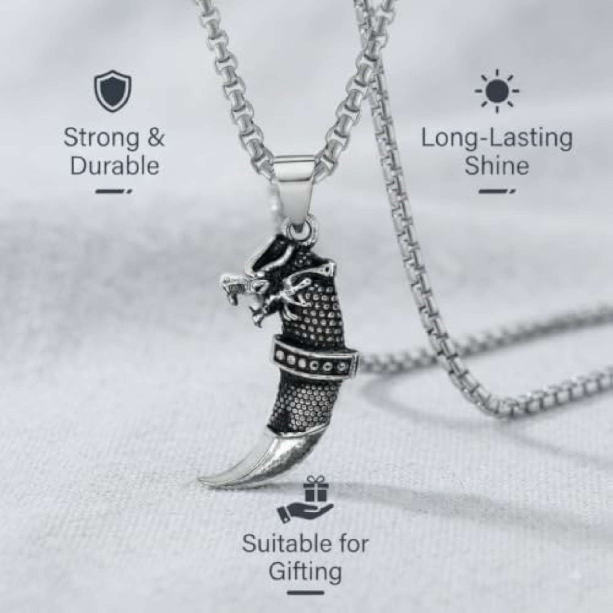 Evil Eye Talisman Big Cat Claw Metal Pendant Necklace, Nazar Protection