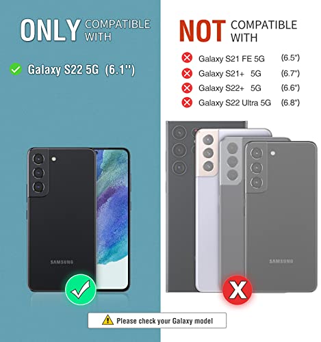 Ocase Compatible With Galaxy S22 5G Wallet Case, Pu Leather Flip Folio Case With Card Holders Rfid Blocking Kickstand [Shockproof Tpu Inner Shell] Phone Cover 6.1 Inch (2022) - Black #TOP1