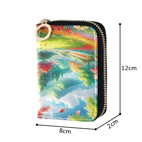 Animal Women Wallet Zip Around RFID Blocking Card Holder Cute Fairyland Colorful Scenery Zipper Card and Cash Holder3