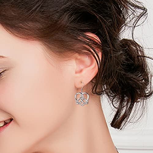 Loove Celtic Heart Love Knot Earrings Sterling Silver Celtic Knot Dangle Earrings Good Luck Celtic Jewelry For Women Girls #TOP3