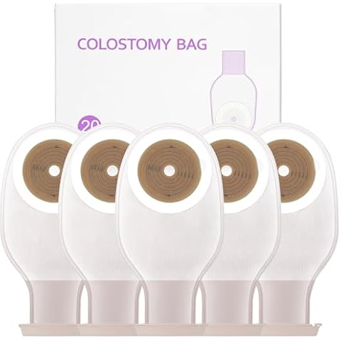Atsuhut 20 PCS Colostomy Bags, Ostomy Supplies, One Piece Drainable Ostomy Pouch with Clamp Closure, 0.6'' to 2.6'' Cut-to-Fit for Ileostomy Stoma Care Cover