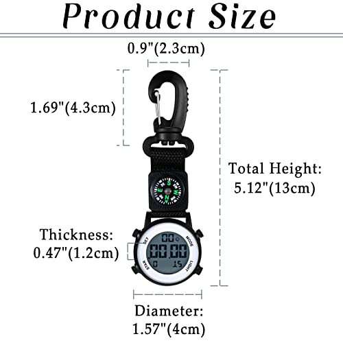 Image of JewelryWe Men Women Digital Clip Watch Mini Microlight Backpack Buckle Belt fob Watches for Rock Climbing Doctors Nurses Chefs for Mother's Day