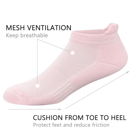 Image of Women's & Men's Breathable Athletic Running Low Cut Socks Cotton Cushioned Ankle Tab Socks, 5 Pairs