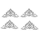 Yetaha 4 Pcs Antique Decorative Box Corner Protectors, Retro Jewelry Table Desk Edge, Safety Guard Cover for Wooden Furniture Dressers Cabinet