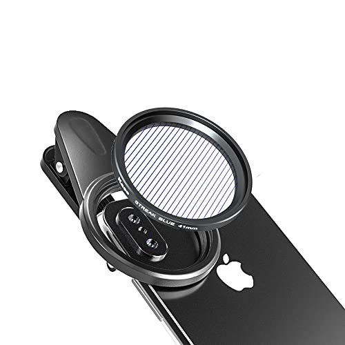 Kase 41mm Magnetic Blue Streak Filter for iPhone,Cell Phone Camera Lens Special Effects Filter Anamorphic with Clip for iPhone 13 12 11 8 7 XR X XS,Samsung Xiaomi OnePlus