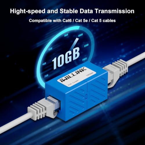 Image of iwillink RJ45 Coupler Ethernet Connector, Female to Female, 50 Pack, Blue | Extender Adapter, For Cat7 Cat6 Cat5e Cat5 Ethernet Cable Female Connector