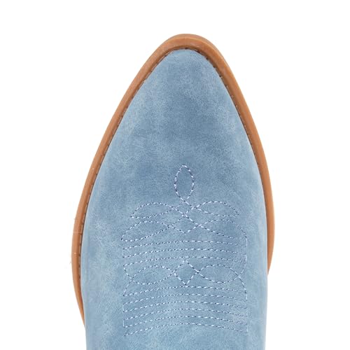 Image of IXU Cowboy Boots for Women Ankle Cowgirl Booties Wide Mid Calf Pointed Toe Western Boots Short Chunky Classic Booties