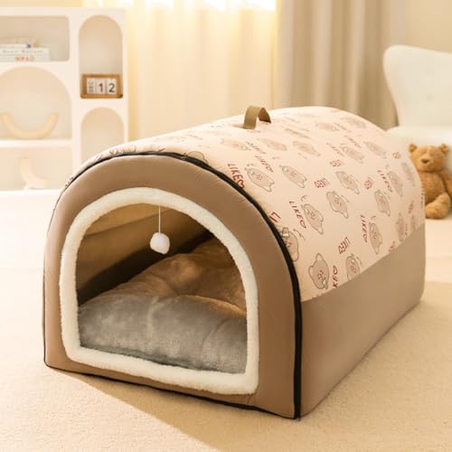 ペットベッド 冬用 ドーム型 ペットハウス 室内 犬ベッド 小中大型犬 猫ベッド 洗える 猫ハウス 暖かい 犬ハウス 可愛い 滑り止め ふわふわ クッション付き ぐっすり眠れる 猫犬用 快適 保温 寒さ対策 デザイン01 M