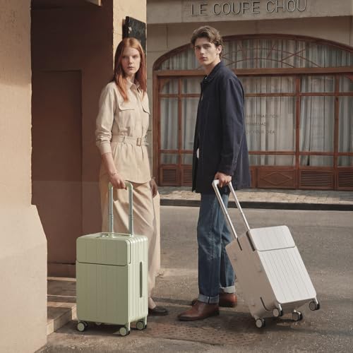 Image of Top Opening PC Hard Shell Suitcase, 20-inch International Carry On Luggage with Front Pocket, TSA Lock, 360 Spinner Wheels, Lightweight - Ideal for Business (Mint Green, Carry-On 20-Inch)