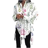 Women's Pullover Shirt Loose Front Short Back Long Lace Up Skinny Blouse (as1, Alpha, m, Regular, Regular, New Flowering Herb Powder)