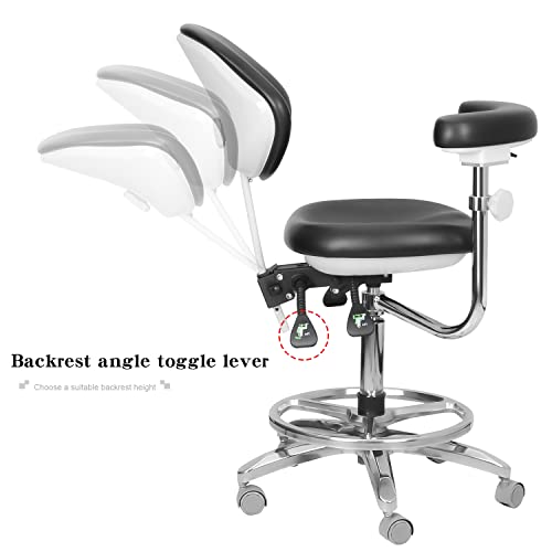 Orilao Multi Function Adjustable Dental Assistant Stool With Armrest Rack Rolling Cover Pu Leather Foot Controlled #TOP3