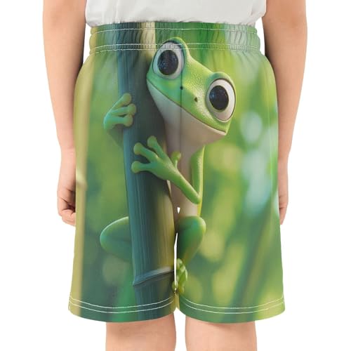 DOMIKING Green Frog Kids Shorts Pull-on Boys Shorts with Elastic Waist Casual Athletic Pants for Outdoor Playwear Summer3