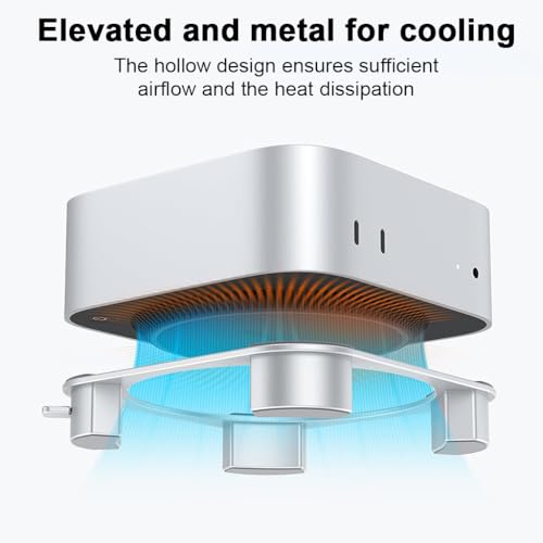 Image of ZORBES Aluminum Stand for Mac mini M4 & M4 Pro, Cooling Desktop Stand, Easy Power Button Access, Anti-Slip, Sturdy Design, Heat Dissipation, 14.5x13.4x2.6cm