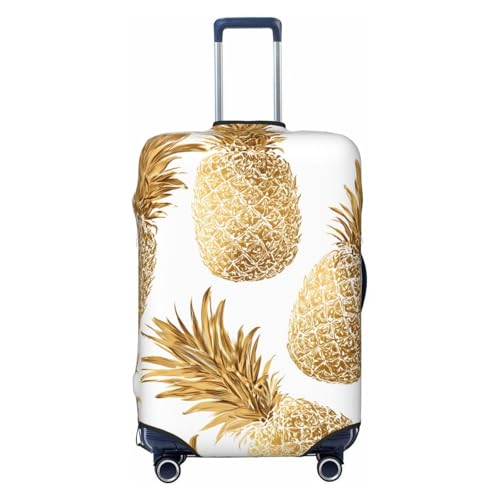 Gold Pineapples Elastic Travel Luggage Cover, Washable Spandex Suitcase Protector, Anti-Scratch Fits 18-32 Inch
