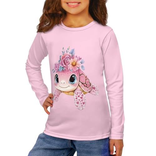 Long Sleeve Shirts for Toddler Girls 3-16Y Crewneck Pullover Tees for Kids Kindergarten T-Shirt Breathable3
