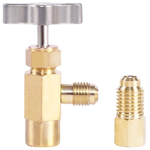 YSTOOL R134a Can Tap Valve AC Refrigerant Bottle Brass Opener Automotive Air Conditioner Freon Can Dispenser Tool with Tank Adapter