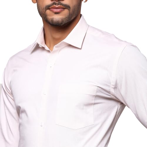 Image of Park Avenue Men Slim Fit Fil-A-Fil Pattern Pure Cotton Semi Cutaway Collar Full Sleeve Formal Shirt