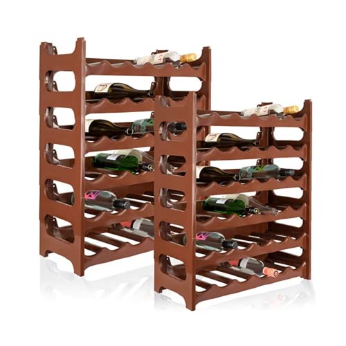 ARTECSIS Étagère à Bouteilles Modulable - 72 Bouteilles - 60x28x158 cm (LxlxH) – en Plastique, Brun / Cave à vin, Casier à Bouteilles, Rangement Bouteille vin, Bouteille Plastique