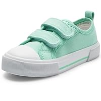 Harvest Land Toddler Kids Canvas Sneakers for Boys and Girls – Casual Walking Shoes with Double Hook-and-Loop Straps, Non-Slip Lightweight Trainers for Baby & Little Kids Green US1