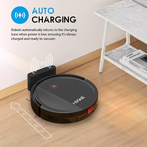 Robot Vacuum Cleaner, Smart Robotic Vacuums with 3000Pa Suction,Quiet,Automatic Self-Charging Floor Sweeper Robot Machine Ideal For Pet Hair Hard Floor to Medium-Pile Carpet (Black)