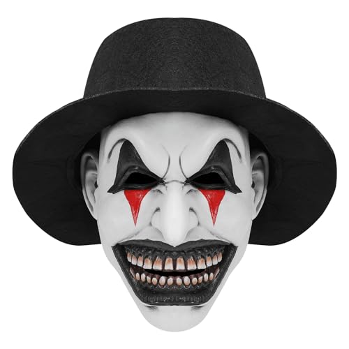 HISECOO Scary Halloween Mask Smiling Demons Horror Mask,Scary Halloween Mask Joker Mask With Hat