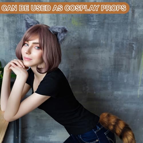 Image of Ferreve 2 /4 /6 /8 Pcs Fluffy Therian Tail Keychain Soft Fox Fur Tail Keychain for Women Handbag Cosplay Costume 2 Sizes
