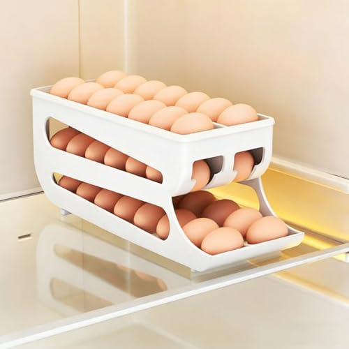 Caja de huevos para nevera auto-rodante de doble capa y estructura resistente 6
