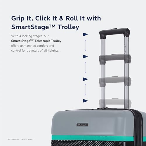 Image of Provogue Linea Hard-Sided PC 55 Cm Suitcase /Cabin Trolley Bag Small| Expandable Space with 8 Wheels Trolley Bags for Travel | Lightweight with TSA Lock | 3 Year Warranty (Galaxy Black)