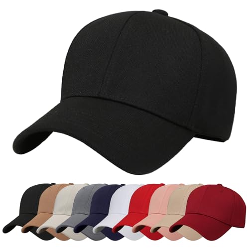 Baynetin Casquette De Baseball Unisexe Coton Respirante Légère Couleur Unie Réglable Snapbacks Sport Casual Anti-Solei Chapeau Cap (Noir)