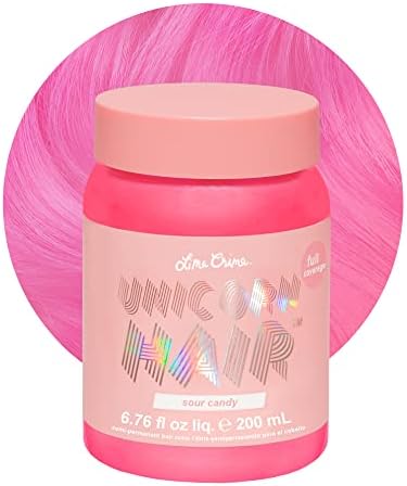 Lime Crime Unicorn Hair Dye Full Coverage, Sour Candy (Bright Pink) - Vegan and Cruelty Free Semi-Permanent Hair Color Conditions & Moisturizes - Temporary Hair Dye With Sugary Citrus Vanilla Scent