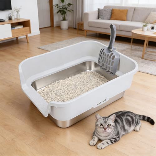 Caja de arena para gato acero inoxidable 43x33x17 cm miniatura 4