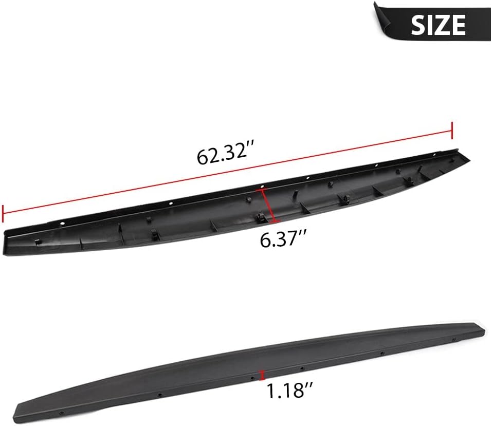 PIT66 4PCS 62.32" Tailgate Cover Molding Top Cap Protector Spoiler Compatible with Dodge Ram 2009-2018 Tailgate Protector Trim Assembly