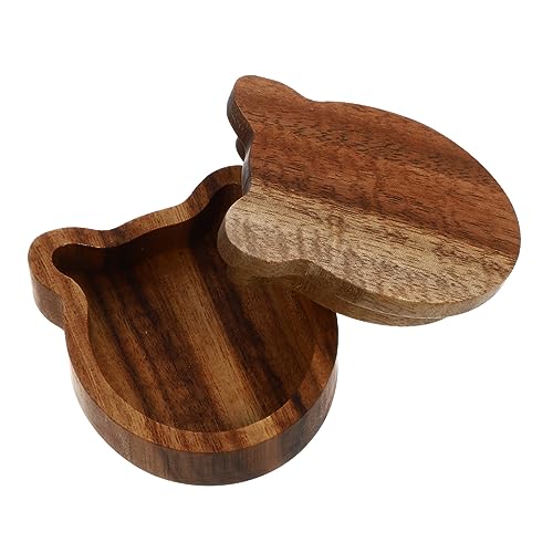 LIOOBO Handmade Wooden Guitar Pick Storage Box Durable Organizer for Guitarists Music Lovers Smooth Finish Elegant Wood Color for Guitar Picks Accessories