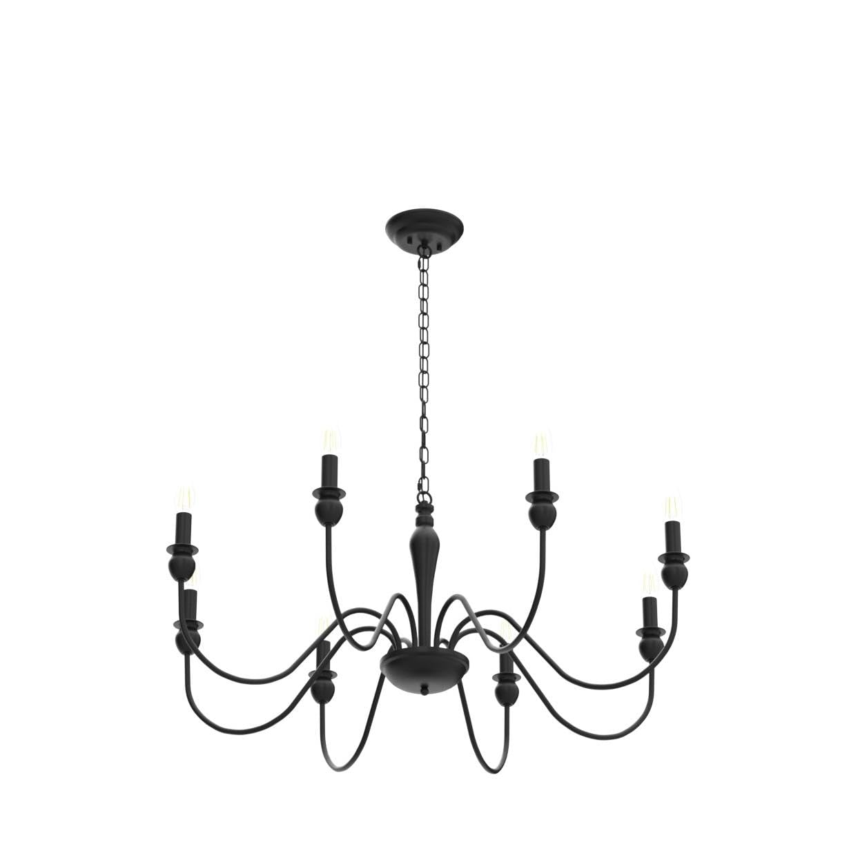 Kronleuchter Schwarz 8 Flammig Kronleuchter Vintage, Klassische Kerze Pendelleuchte Esstisch, Deckenlampe Wohnzimmer Hängend mit E14 Fassung, Hängelampe für Wohnzimmer Schlafzimmer Küche Flur