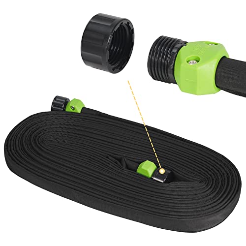 GREEN MOUNT Garden Flat Flexible Soaker Hose 1/2\" x 50 ft Drip Hoses 2 Pack Heavy Duty Save Water For Vegetable