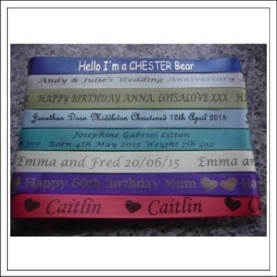 HGP Personalised Printed Satin Ribbon - 15mm Wide, Perfect for Birthdays, Christmas, Anniversaries