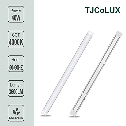 Tjcolux 2 Packs 4Ft Ultra-Thin Led Batten Lights, Slim Ceiling Surface Mounted Light Fixture, Fluorescent Light Replacement For Shop, Market, Garage, Classroom, 40W, Ip20, 3600Lm, Netural White 4000K #TOP3