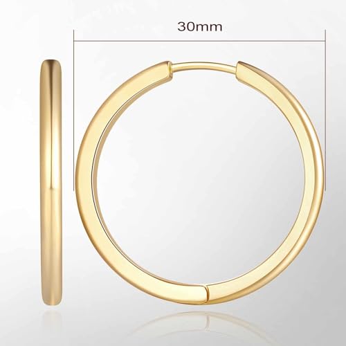 Gold Hoop Earrings 14K Gold Hoop Earrings for Women Minimalist Huggie Hoops Earring for Womens Hoops Earring Elegance 30mm2