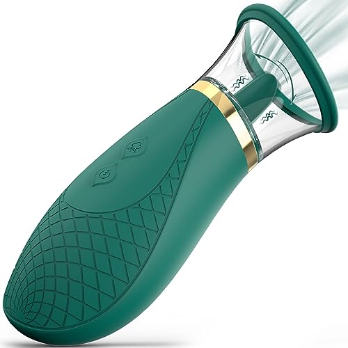Nipple Stimulator Sensory Toys Woman Electric, Tongue Licker & 3X Suction & 9X Vibration Mode, Clitotial Stimulator Tool YM09* (Green)
