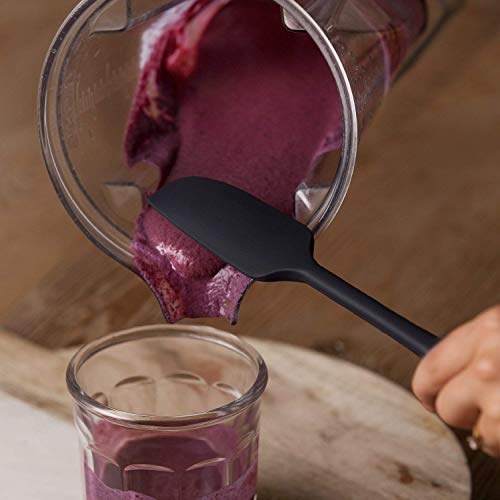 Image of P-Plus International Silicone Spatula Set 3-pcs - 446ºF Heat-Resistant Baking Spoon Spatula - Seamless One-Piece Design Easy to Clean - Non-Stick Silicone Stainless Steel Core (Spatula 3A Black)