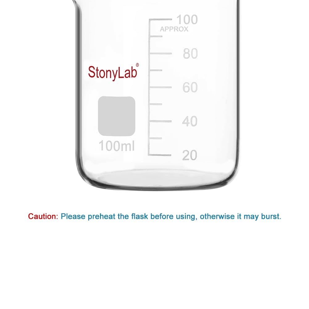 stonylab Graduated Glass Beaker Set, Borosilicate Glass Lab Beakers in 5 Sizes, 5 ml/10 ml/25 ml/50 ml/100 ml, Combo Pack — Amazon image 5