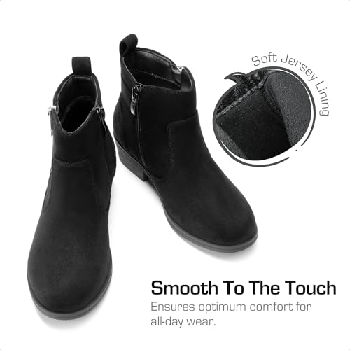 DREAM PAIRS Girls Boots Low Heel Side Zipper Ankle Booties Little Kid/Big Kid4