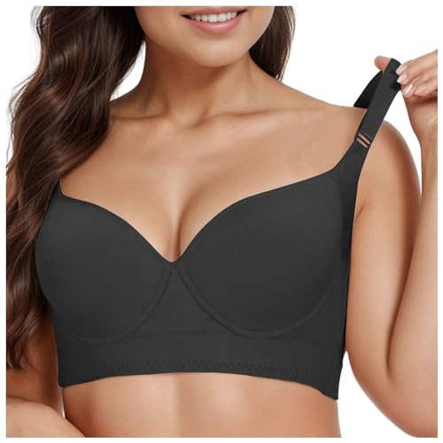 Soutien-gorge push-up noir 34E en dentelle raffinée pour sublimer les poitrines généreuses