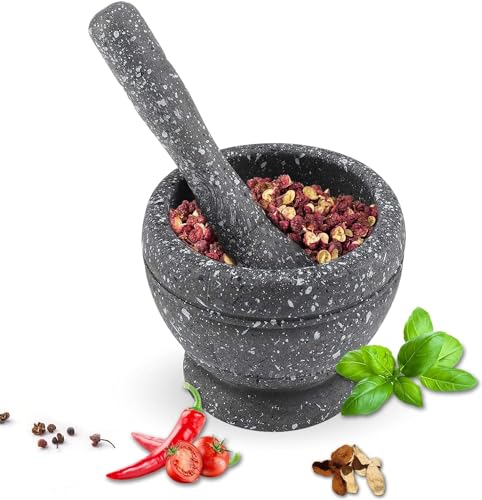 La Mejor Lista de Juegos de mortero y mano de esta semana. 46 Mortar and Pestle Set - Juego de Mortero y Maja, Molinillo de Pesto de Hierbas de Especias de Cocina, Mortero para Pastillas