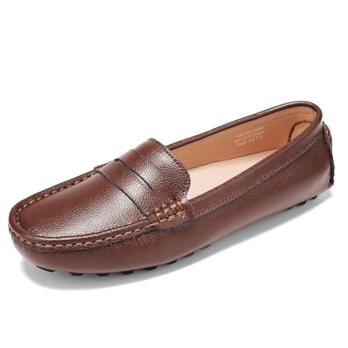 BEAUSEEN Coffee Leather Loafers