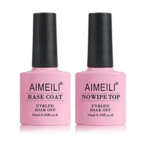 AIMEILI Base Coat Top Coat UV LED Gel Nagellack Gellack Unterlack & Überlack Set Nägel Maniküre Kit 2×10ml Cover