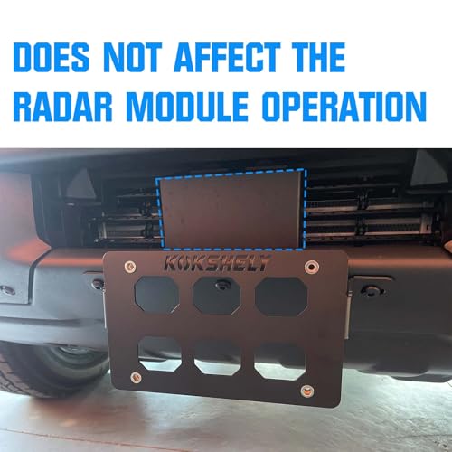 Image of Metal License Plate Compatible with 2021-2025 Ford Bronco | OEM Steel Front Bumper | Easy Installation | No Drilling Required| Keeps Grille Open